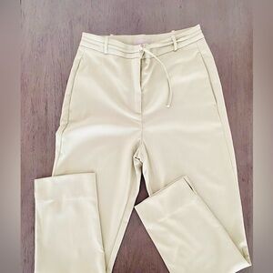 H&M Cream High-Rise Drawstring Trousers